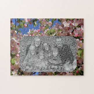 Puzzle Cadre de fleurs roses Créez votre propre photo
