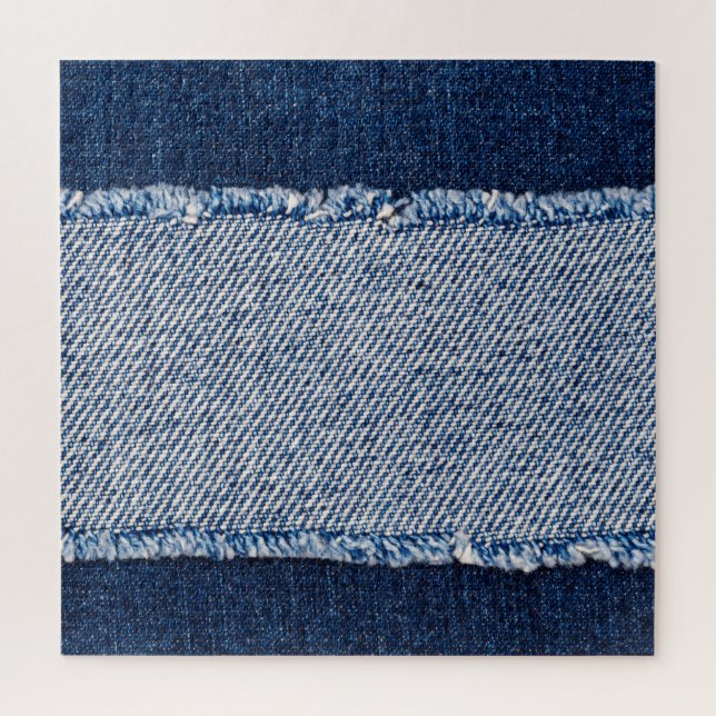 Puzzle Cadre de jean bleu denim fringé. (Vertical)