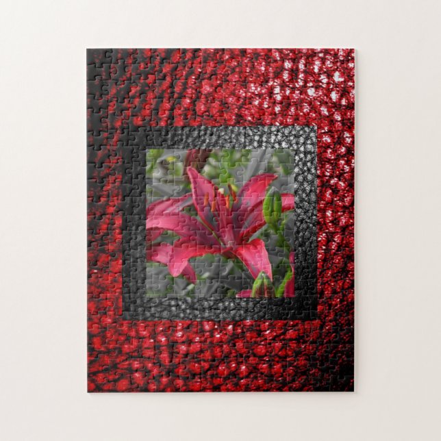 Puzzle Cadre floral à Faux Boarder en cuir (Vertical)
