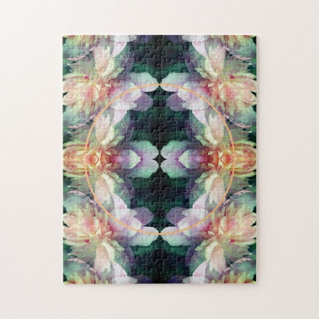 Puzzle Cadres de fleurs de pivoines roses Ajouter votre p (Vertical)