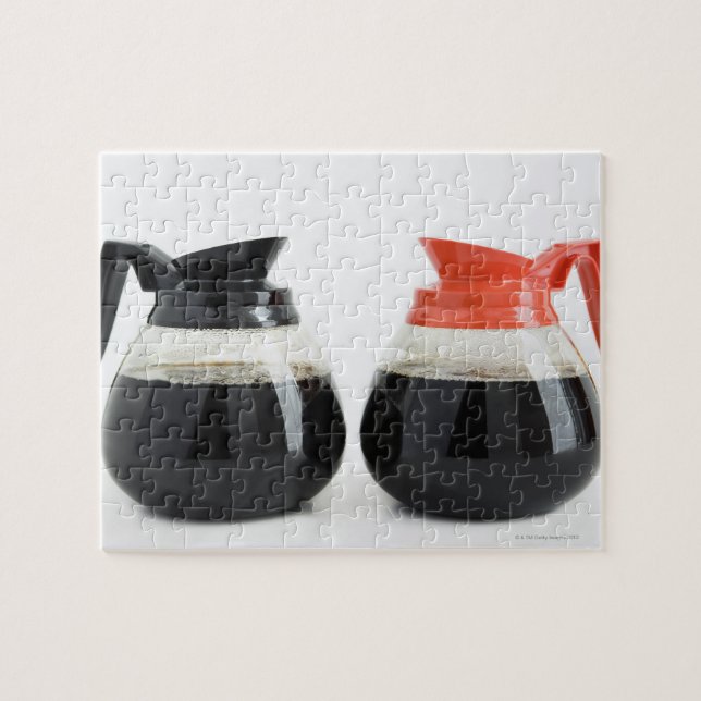 Puzzle Caf. et Decaf. Pots de café en blanc. (Horizontal)