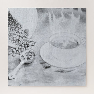 Puzzle Café chaud en noir et blanc