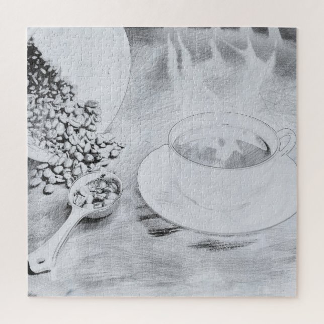 Puzzle Café chaud en noir et blanc (Vertical)