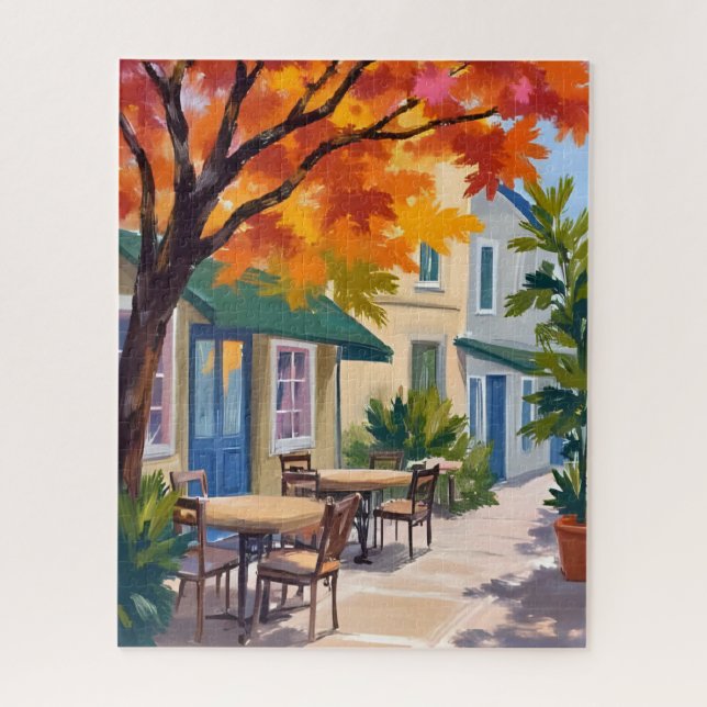 Puzzle Café d'Automne Aquarelle Feuillage d'Automne (Vertical)