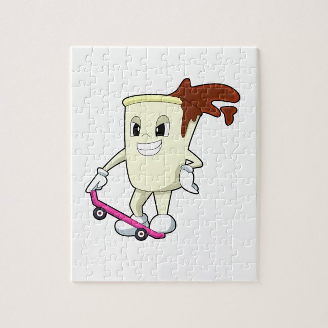 Puzzle Café en patinage avec skateboard (Vertical)