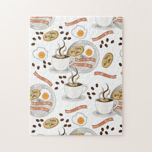 Puzzle Café et petit déjeuner salé Bacon| Motif des oeufs (Vertical)
