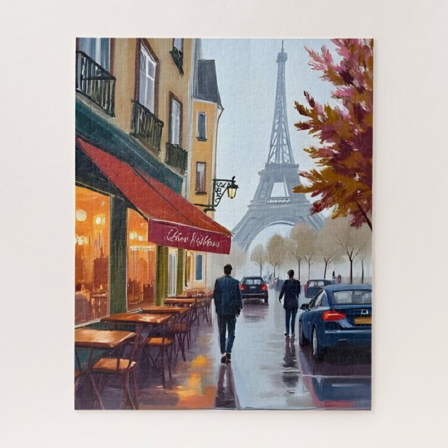 Puzzle Café Français Paris Tour Eiffel Aquarelle (Vertical)