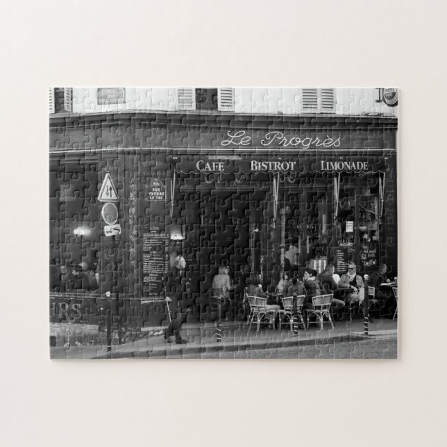 Puzzle Café noir et blanc dans Montmartre, Paris (Horizontal)
