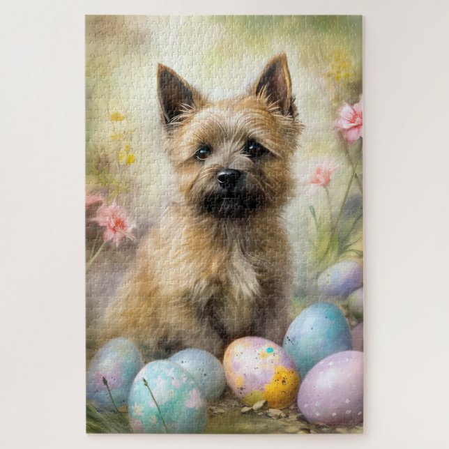 Puzzle Cairn Terrier avec les oeufs de Pâques (Vertical)