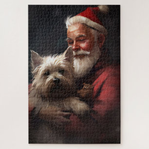 Puzzle Cairn Terrier Avec Noël Festif Du Père Noël