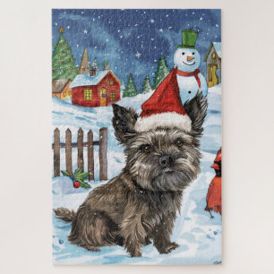 Puzzle Cairn Terrier Chien Winter Wonderland Noël Joie
