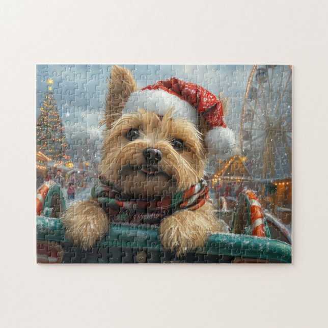 Puzzle Cairn Terrier Dog Roller Dessous de verre Noël (Horizontal)