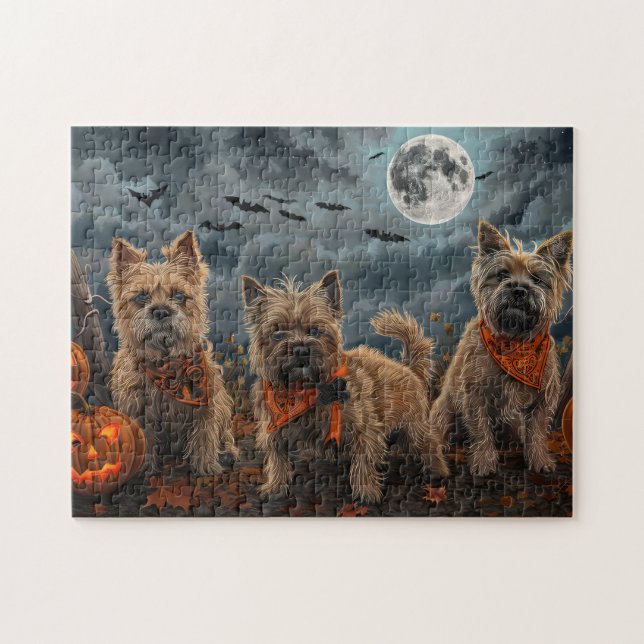 Puzzle Cairn Terrier Halloween Éffrayant (Horizontal)