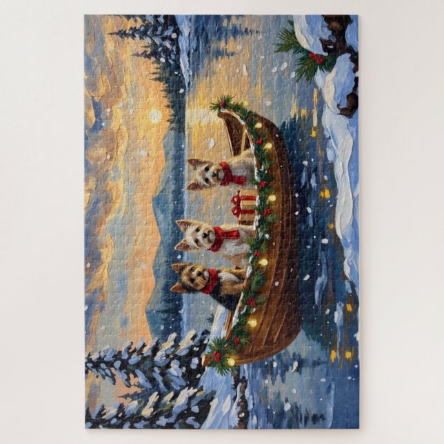 Puzzle Cairn Terrier Noël Bateau Fêtes (Vertical)