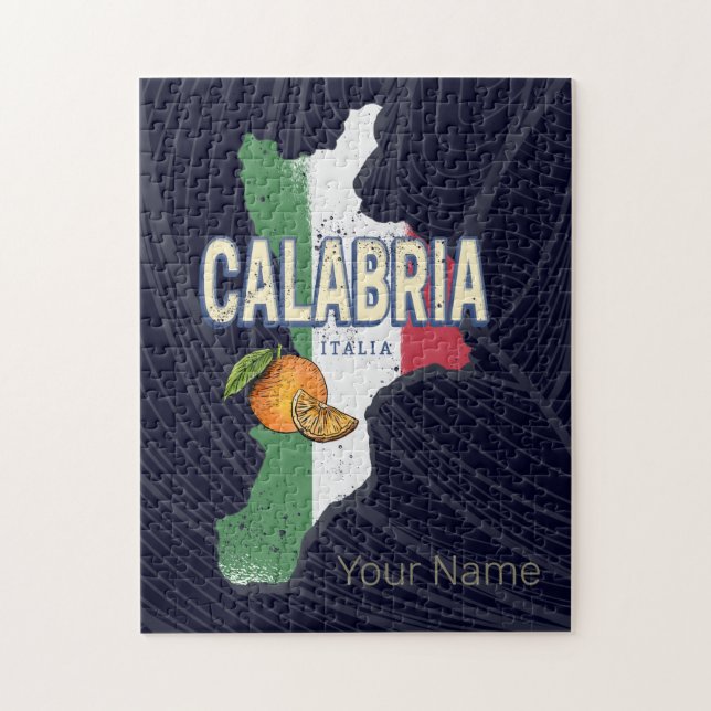 Puzzle Calabre Italie Région Rétro Carte Souvenir Vintage (Vertical)