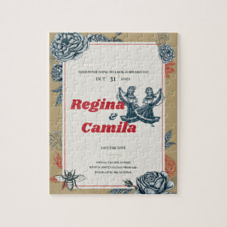 Puzzle Calaveras (Lesbian) Wedding Invitation (Colour 4)