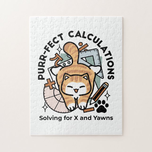 Puzzle Calculs Parfaits – Création de chat de maths drôle (Vertical)