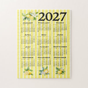Puzzle Calendrier 2027 de style italien Citrons Rayures J