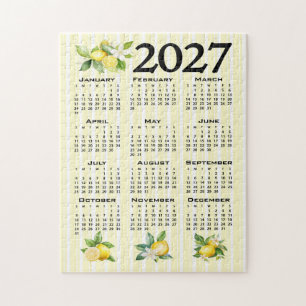Puzzle Calendrier 2027 de style italien Citrons Rayures J