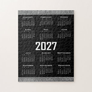Puzzle Calendrier 2027, Frise grecque, Blanc sur Noir