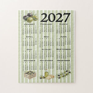 Puzzle Calendrier 2027, Olives Méditerranéennes, Rayures