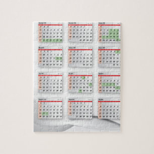 Puzzle Calendrier anglais hébreu 2016-2017