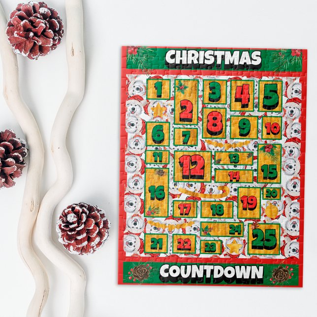 Puzzle Calendrier de l'Avent de Noël Alaskan Dog Countdow (Créateur téléchargé)