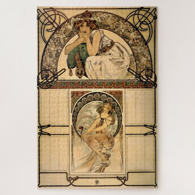 Puzzle Calendrier des fleurs de cerisier par Mucha (Vertical)