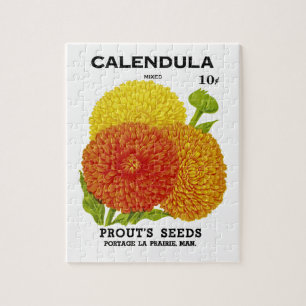 Puzzle Calendula Vintage Seed Packet