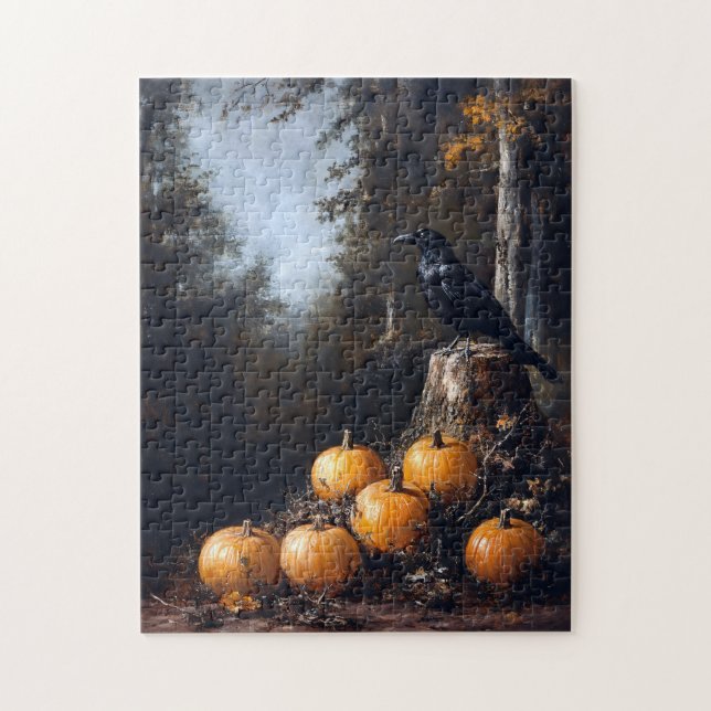 Puzzle Calico Kitten Assis Entre Feuilles D'Automne (Vertical)