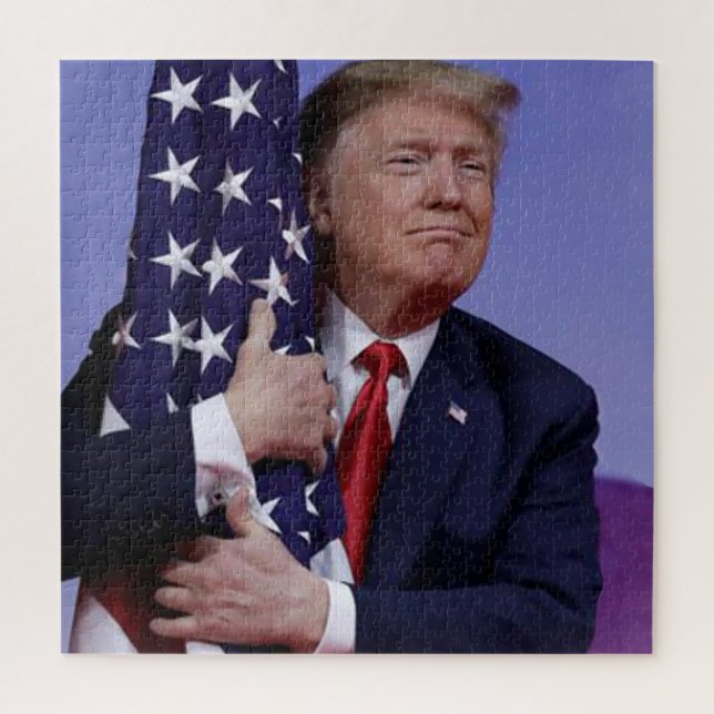 Puzzle Câlins au drapeau de Trump (Vertical)