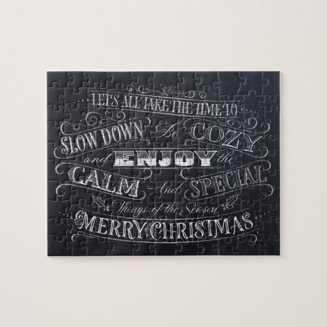 Puzzle Calme + Cosy Joyeux Noël Chalkboard Calligraphie (Horizontal)