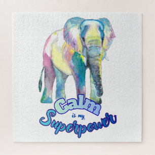 Puzzle Calme est mon super pouvoir – Éléphant aquarelle c