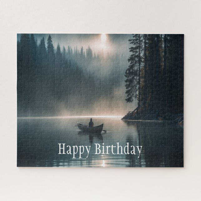 Puzzle Calme Lac paisible Bateau Anniversaire (Horizontal)