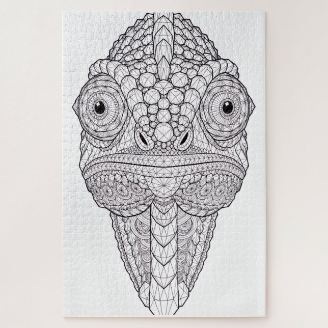 Puzzle Caméléon de cristal Art géométrique | Animal de cr (Vertical)