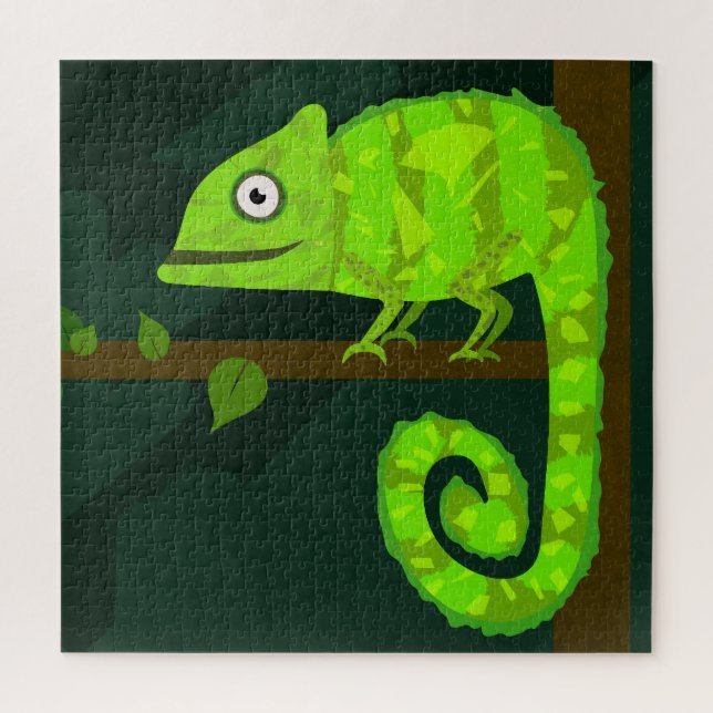 Puzzle Caméléon mignon vert (Vertical)