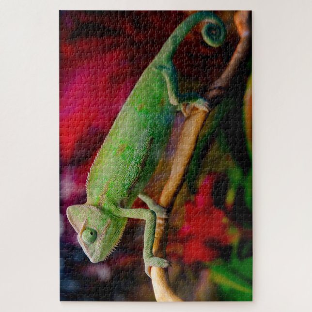 Puzzle Caméléon vert sur la branche (Vertical)