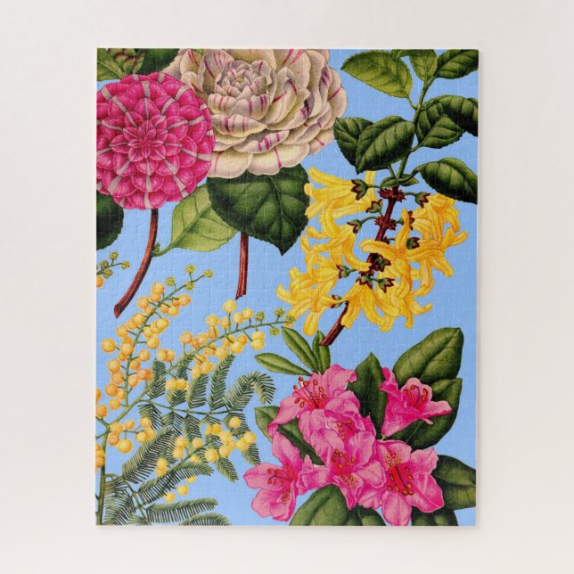 Puzzle camélia, forsythie, rhododendron et acacia (Vertical)