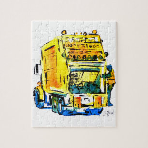 Puzzle Camion à ordures jaune / Artiste Larry Lerew