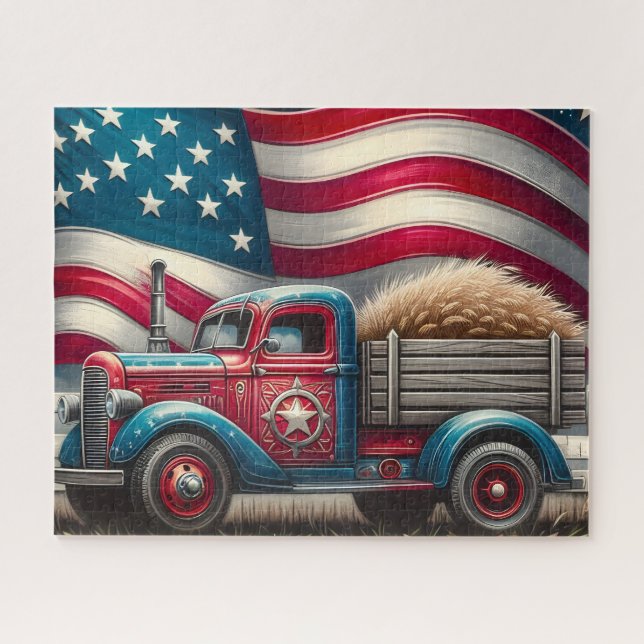 Puzzle Camion Américain Patriotique (Horizontal)