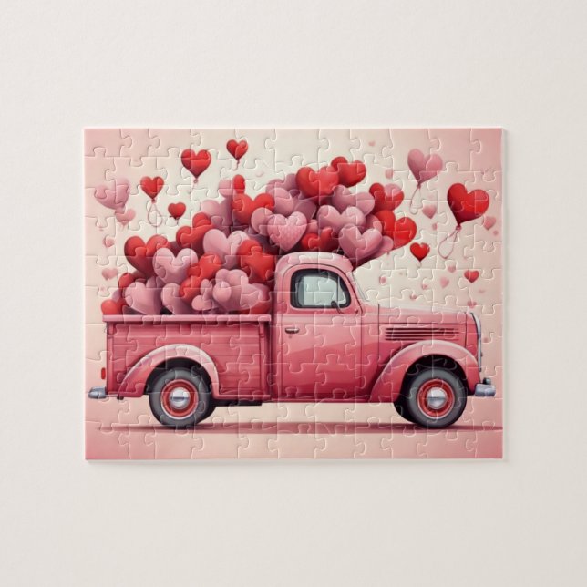 Puzzle Camion d'amour de la Saint-Valentin vintage (Horizontal)