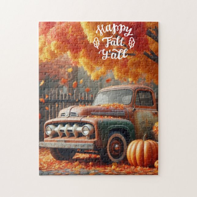 Puzzle Camion de ferme rustique/vintage d'automne  (Vertical)