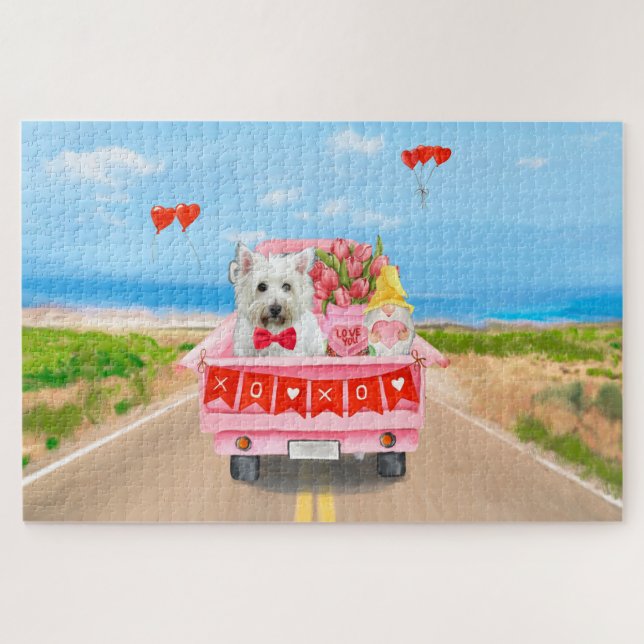 Puzzle Camion de la Saint-Valentin pour West Highland Whi (Horizontal)