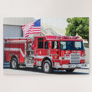 Puzzle Camion de pompiers patriotique Drapeau États-Unis 