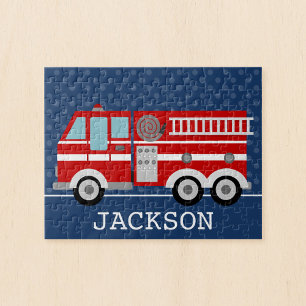 Puzzle Camion d'incendie Marine Blue Polka Dot Enfants pe
