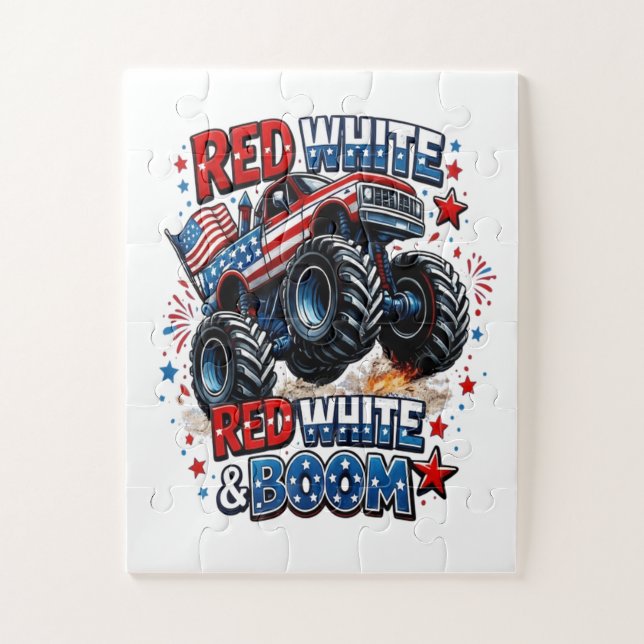 Puzzle Camion monstre Red White Boom (Vertical)