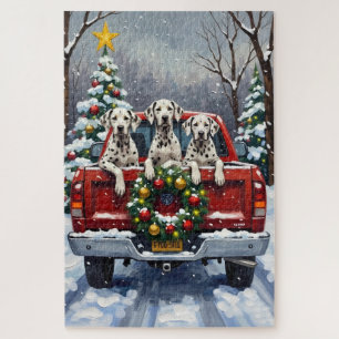 Puzzle Camion Rouge de Noël Dalmatien