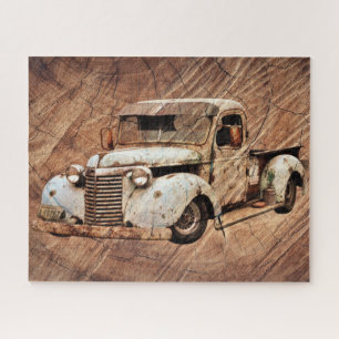 Puzzle Camion vintage Bois rustique