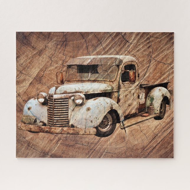 Puzzle Camion vintage Bois rustique (Horizontal)