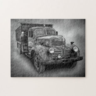 Puzzle CAMION vintage EN NOIR ET BLANC